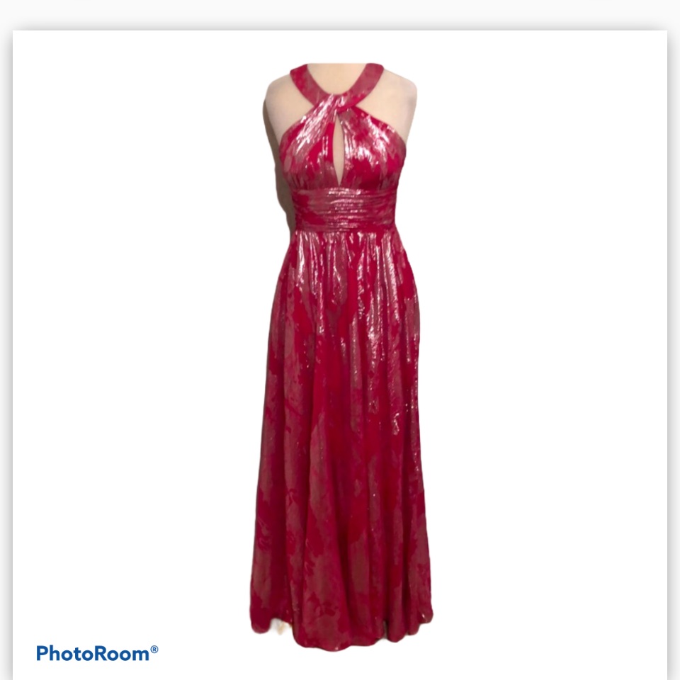 Pink Gown, Aidan Mattox Pink And Silver Flowy, Size 4.